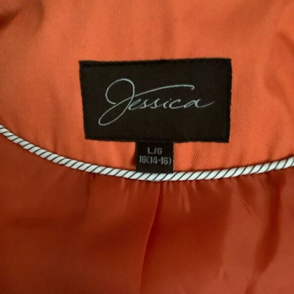 JESSICA DOUBLE BREASTED ORANGE JACKET SIZE LARGE (14-16) - Picture 8 of 9